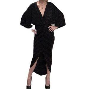 NWT Style Rack Women’s Bronze Metallic High Low Bat Wing Sleeve Dress Size S